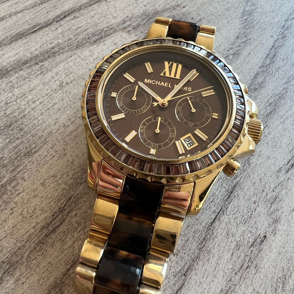 Michale Kors Gold Tortoiseshell Watch